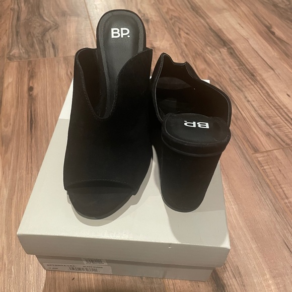 BP Open Toe Mule Black Heels Size 7.5 - Picture 3 of 5